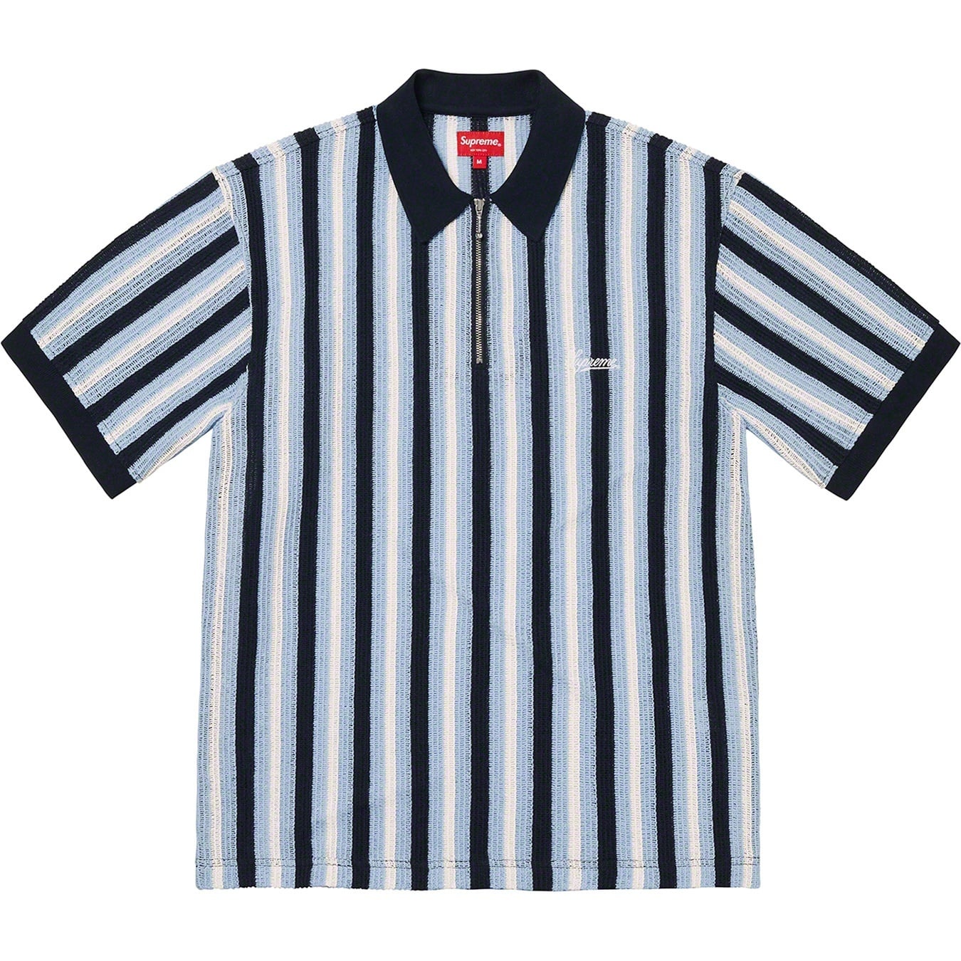 Open Knit Stripe Zip Polo view 7